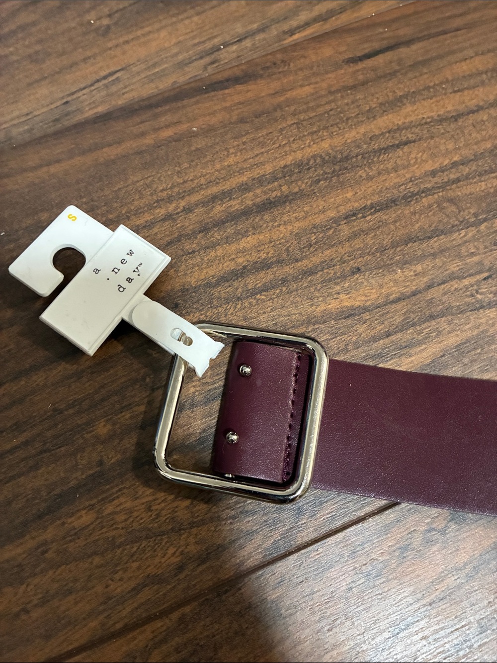 a new day Women's Burgundy Belt with Silver Buckle